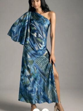 Mandira Wirk One-Shoulder Printed Dress Sz 2X- Reformation